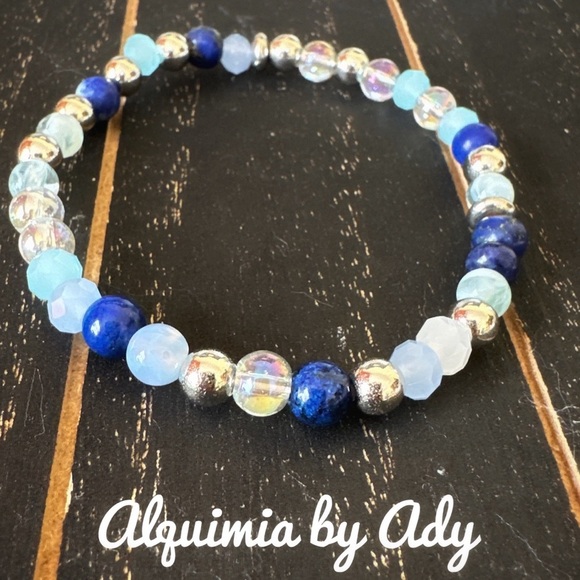 Colorful Beaded blue gemstones Bracelet - Picture 1 of 4